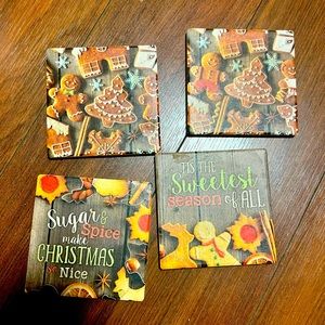Four Ceramic Christmas Coasters